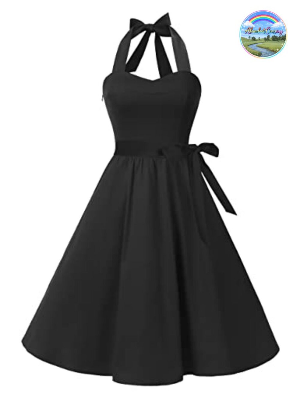Vintage Halter Cocktail Dress 1950s Retro Swing Dress